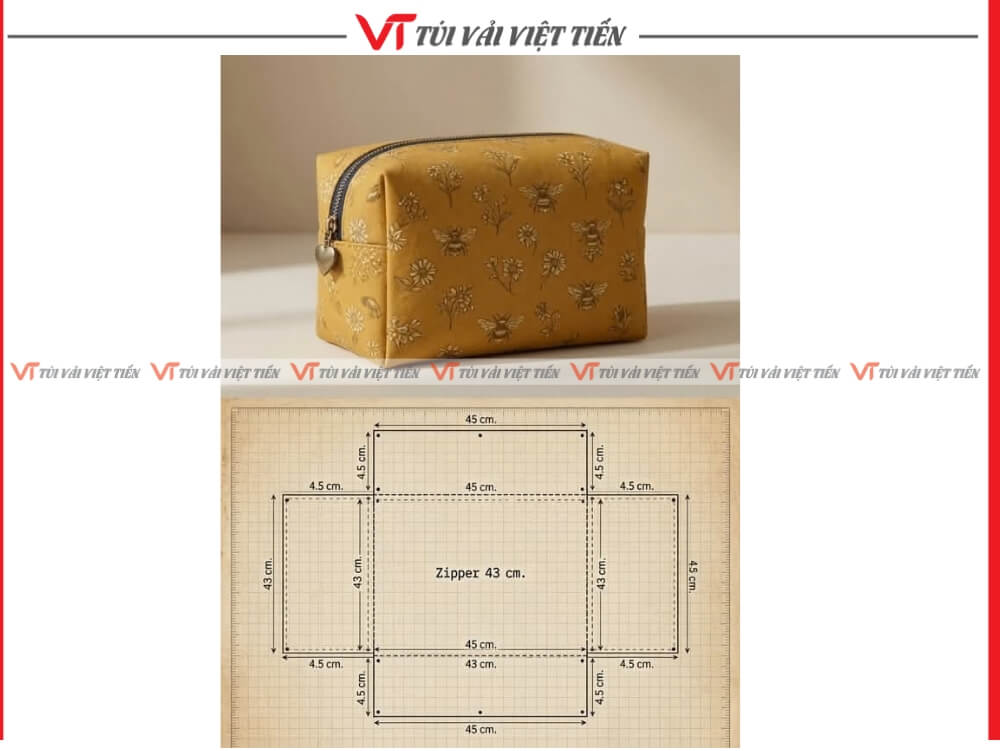 Cách may túi vải nhỏ đựng mỹ phẩm